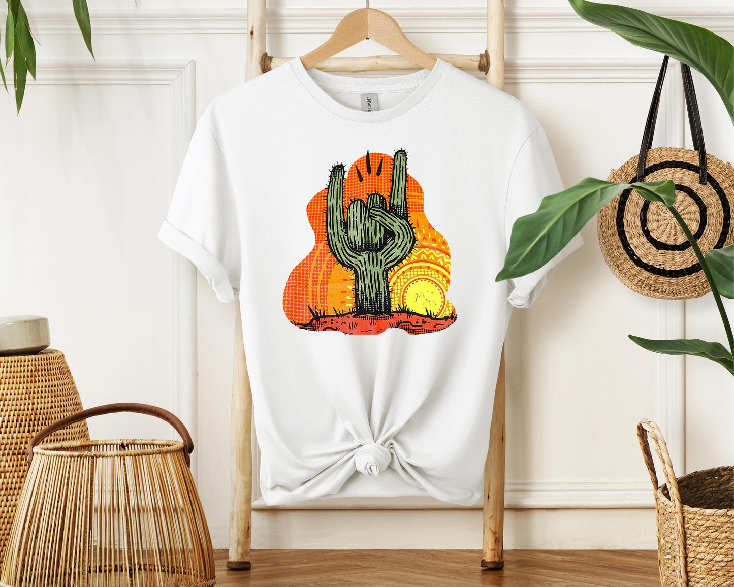 Cactus Rock N Roll T-Shirt | Retro Desert Rock Graphic Tee | Music Lover Shirt | Cool Rock N Roll Cactus Shirt