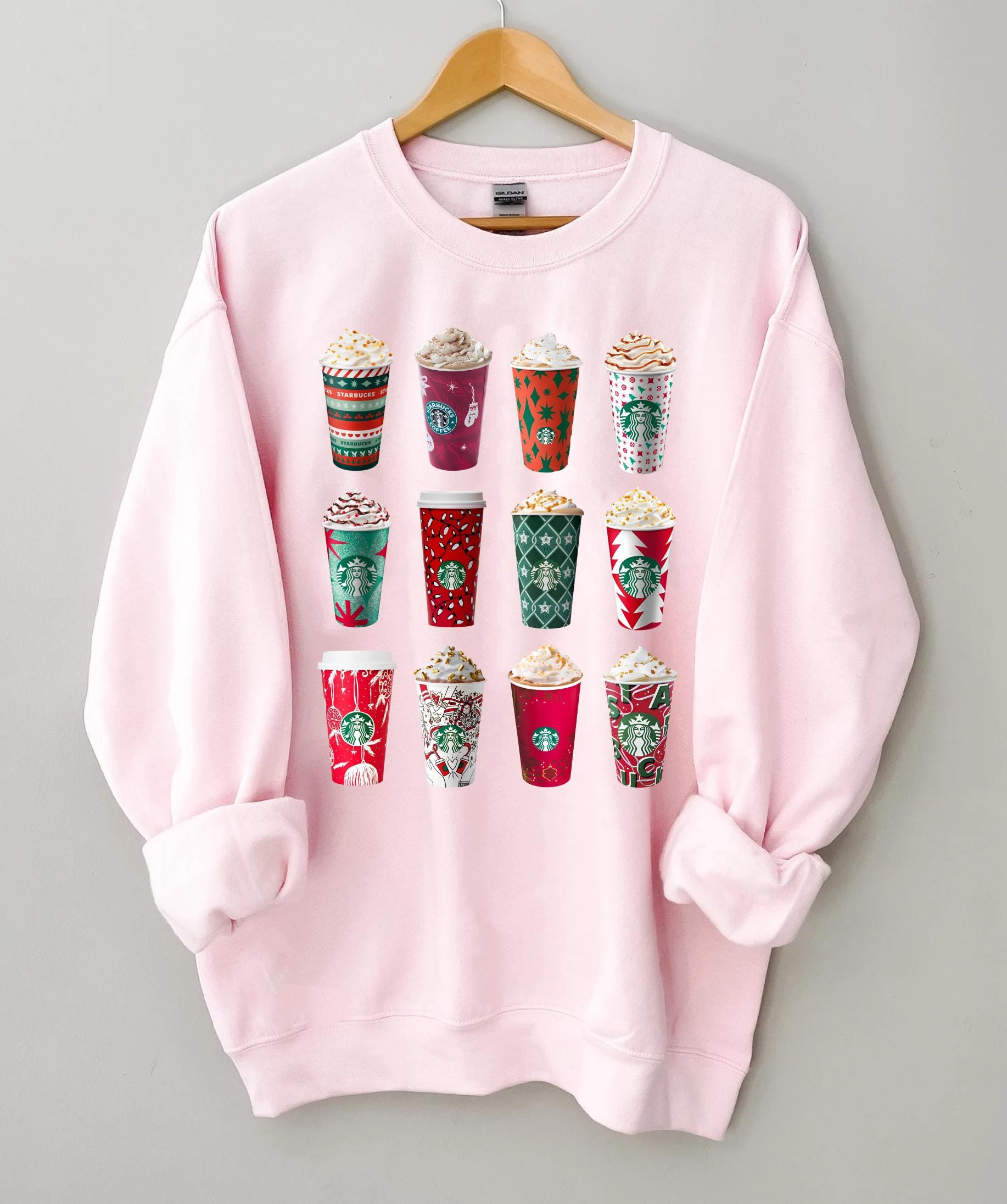 Coffee Cups Christmas Shirt | Festive Holiday Coffee Tee | Christmas Coffee Lover T-Shirt | Cozy Winter Drink Graphic Top