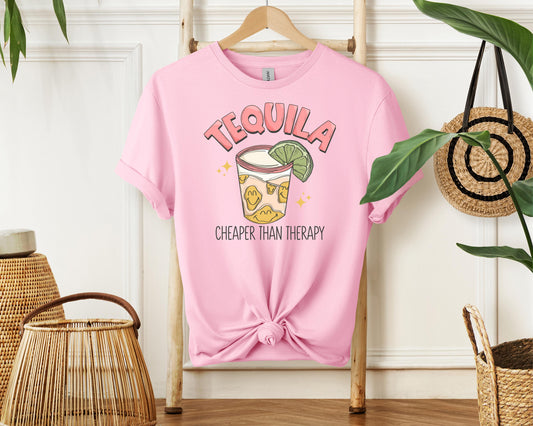 Cheaper Than Therapy Shirt | Funny Drinking Tee | Tequila Party Shirt for Cinco De Mayo | Summer Graphic Top | Gift for Her