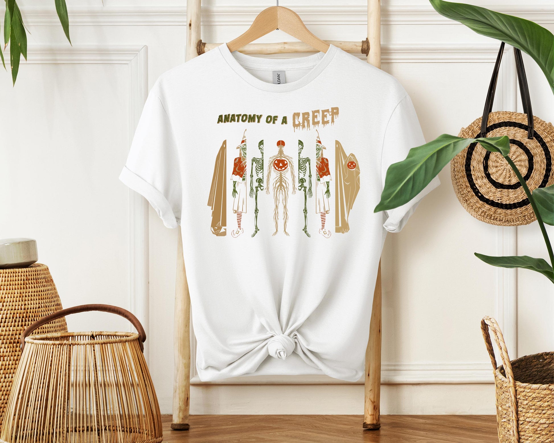 Anatomy of a Creep Shirt | Funny Skeleton Graphic Tee | Spooky Humor T-Shirt | Halloween Creepy Graphic Top