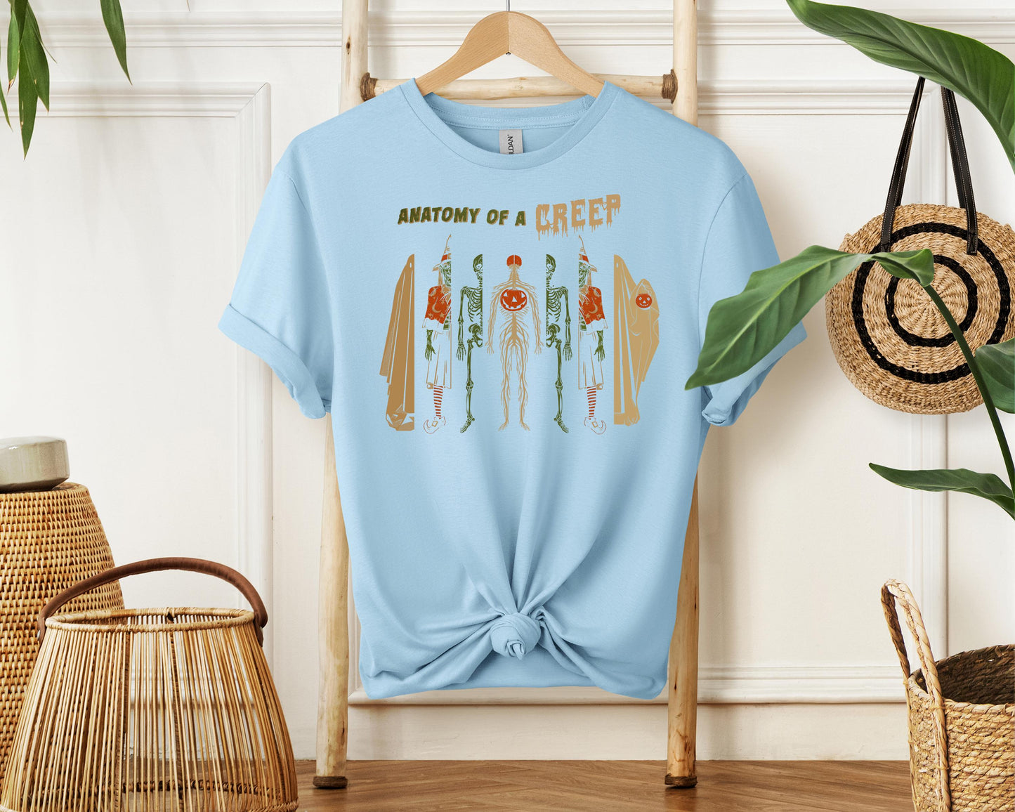 Anatomy of a Creep Shirt | Funny Skeleton Graphic Tee | Spooky Humor T-Shirt | Halloween Creepy Graphic Top