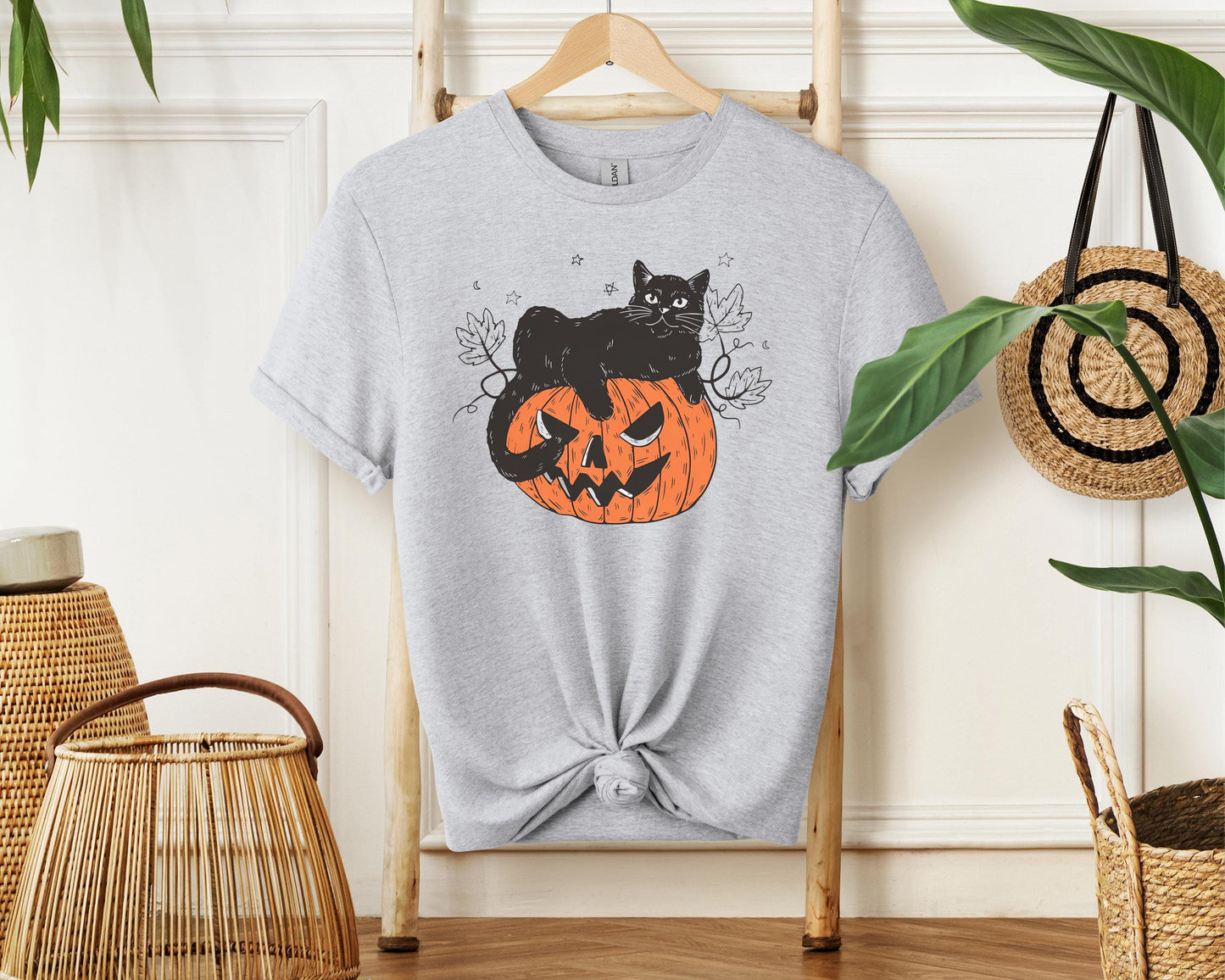 Halloween Sweatshirt | Cat on Pumpkin Sweater | Black Cat Halloween Crewneck | Spooky Season Graphic Top