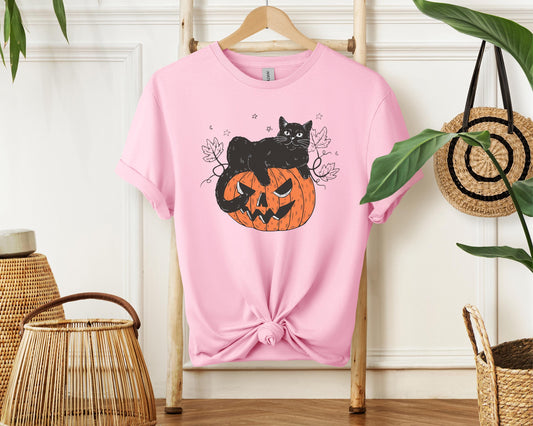 Halloween Sweatshirt | Cat on Pumpkin Sweater | Black Cat Halloween Crewneck | Spooky Season Graphic Top