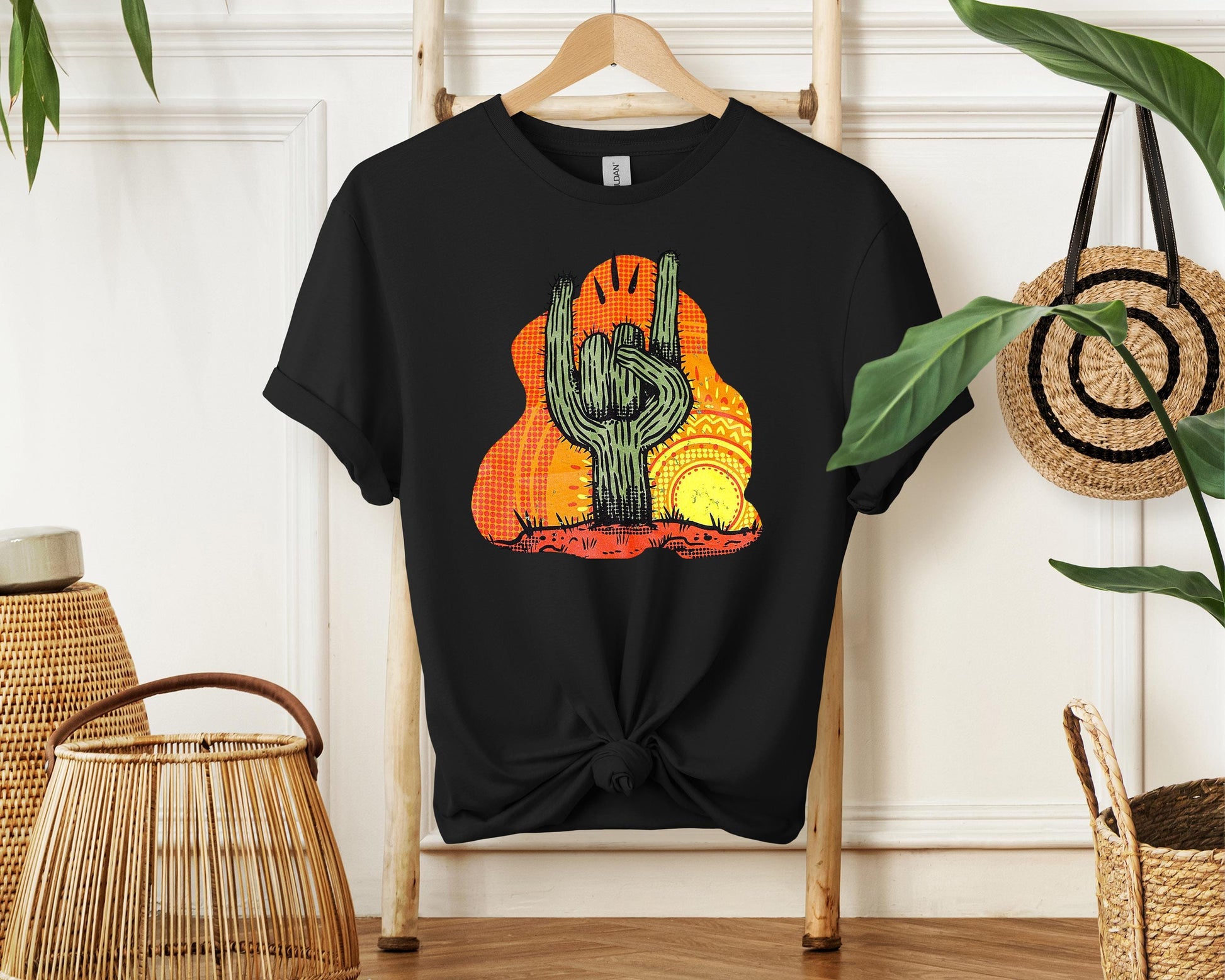 Cactus Rock N Roll T-Shirt | Retro Desert Rock Graphic Tee | Music Lover Shirt | Cool Rock N Roll Cactus Shirt