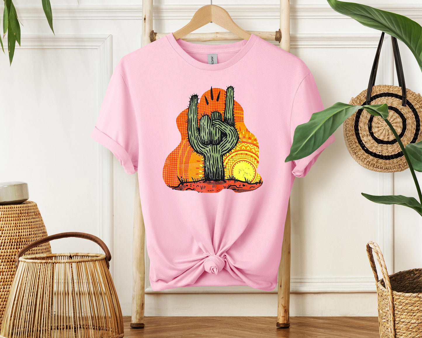 Cactus Rock N Roll T-Shirt | Retro Desert Rock Graphic Tee | Music Lover Shirt | Cool Rock N Roll Cactus Shirt