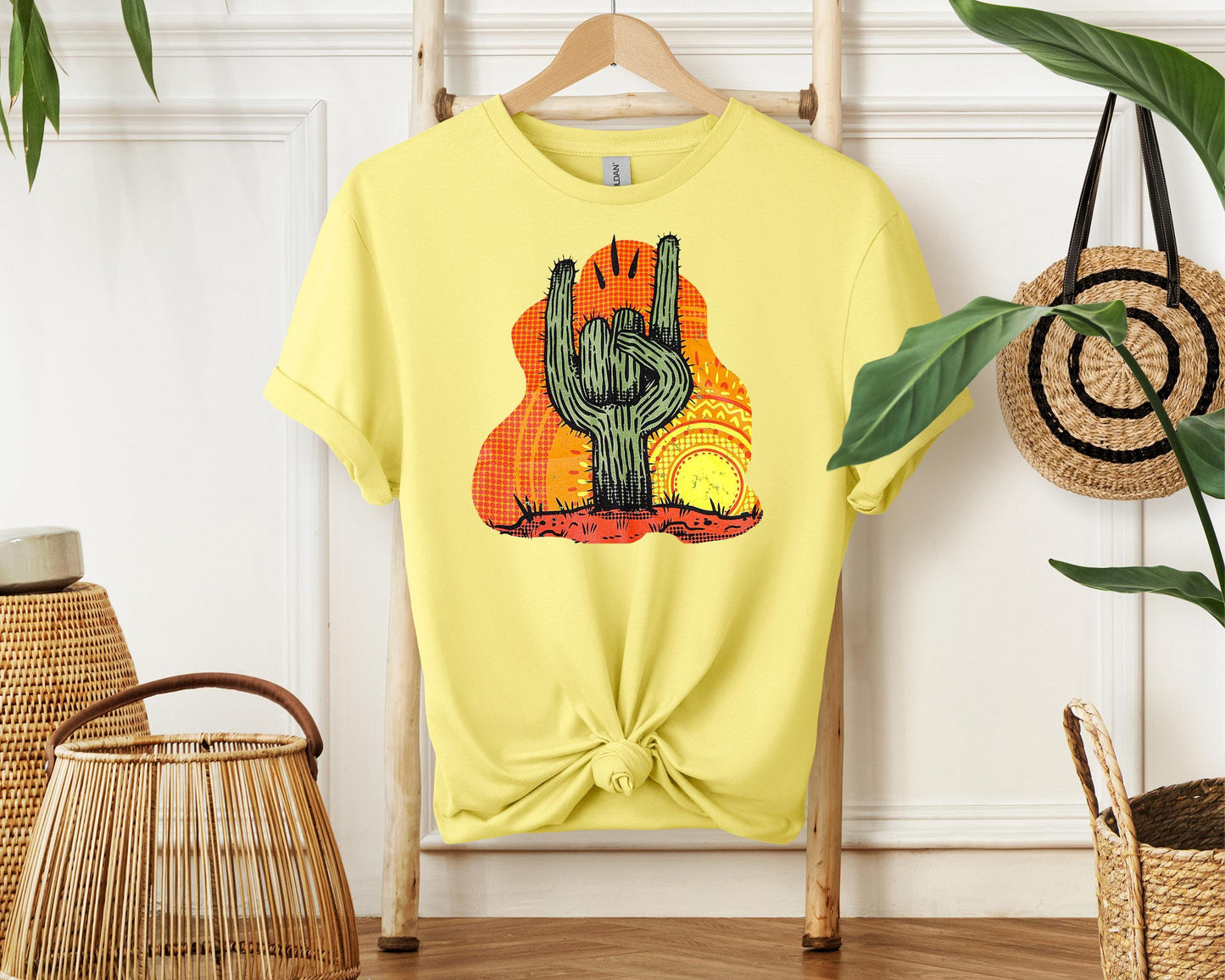 Cactus Rock N Roll T-Shirt | Retro Desert Rock Graphic Tee | Music Lover Shirt | Cool Rock N Roll Cactus Shirt