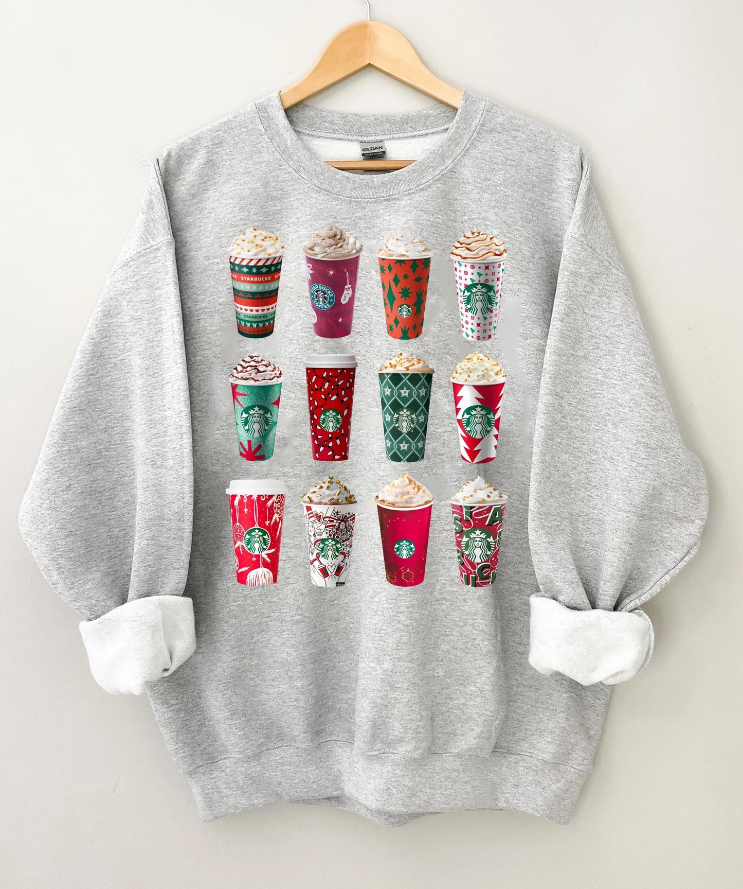 Coffee Cups Christmas Shirt | Festive Holiday Coffee Tee | Christmas Coffee Lover T-Shirt | Cozy Winter Drink Graphic Top