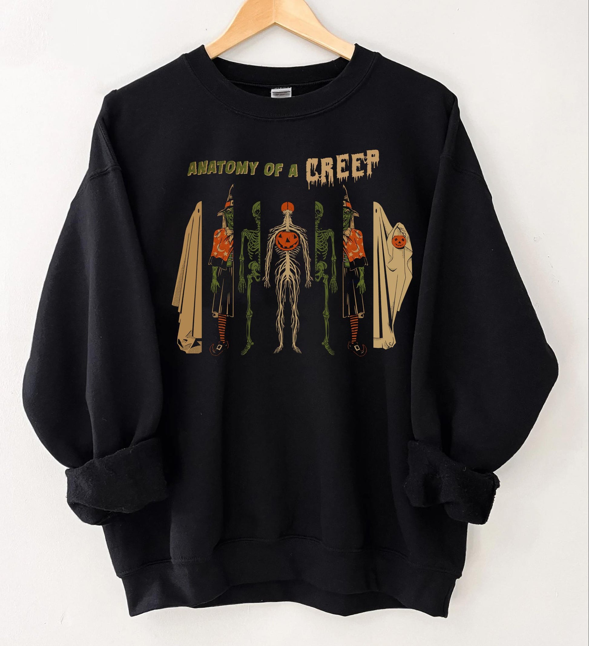 Anatomy of a Creep Shirt | Funny Skeleton Graphic Tee | Spooky Humor T-Shirt | Halloween Creepy Graphic Top