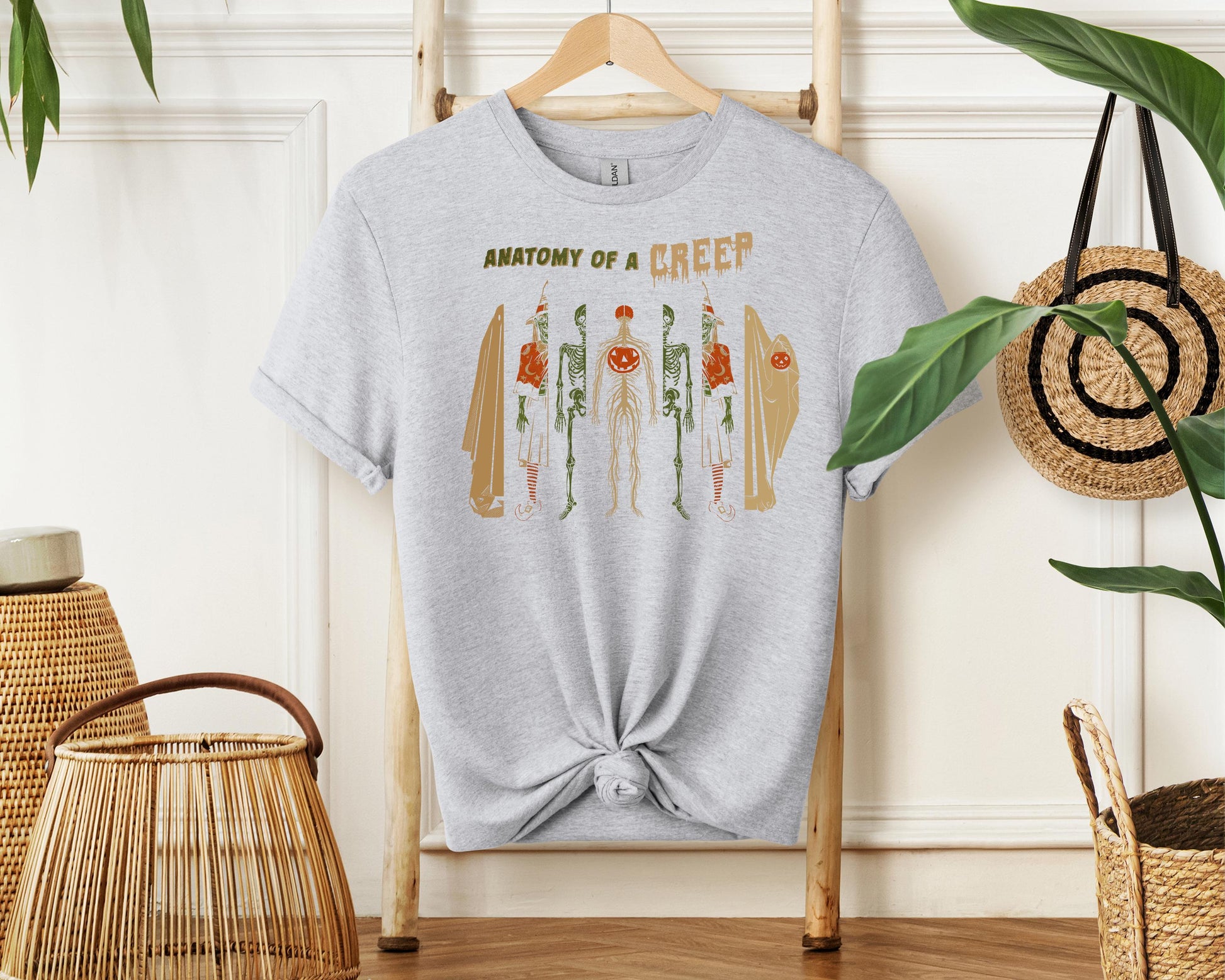 Anatomy of a Creep Shirt | Funny Skeleton Graphic Tee | Spooky Humor T-Shirt | Halloween Creepy Graphic Top