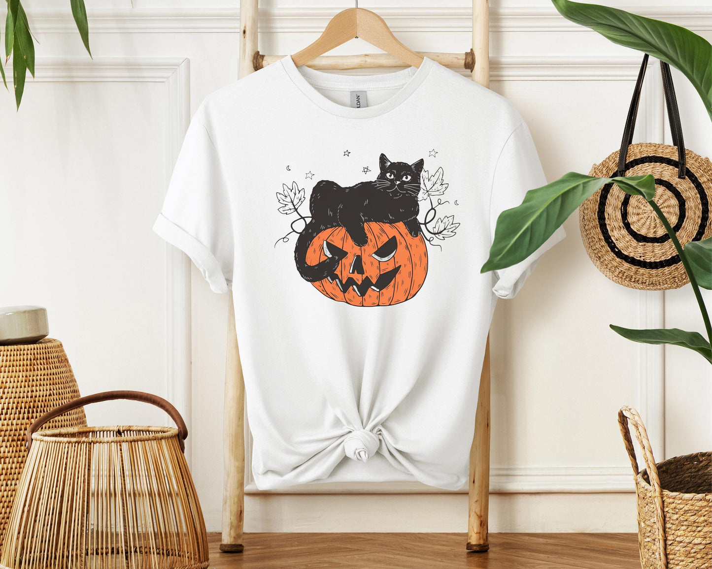 Halloween Sweatshirt | Cat on Pumpkin Sweater | Black Cat Halloween Crewneck | Spooky Season Graphic Top