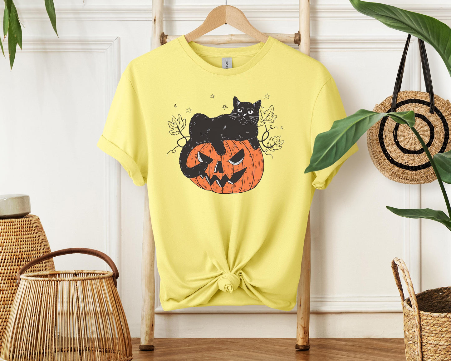 Halloween Sweatshirt | Cat on Pumpkin Sweater | Black Cat Halloween Crewneck | Spooky Season Graphic Top