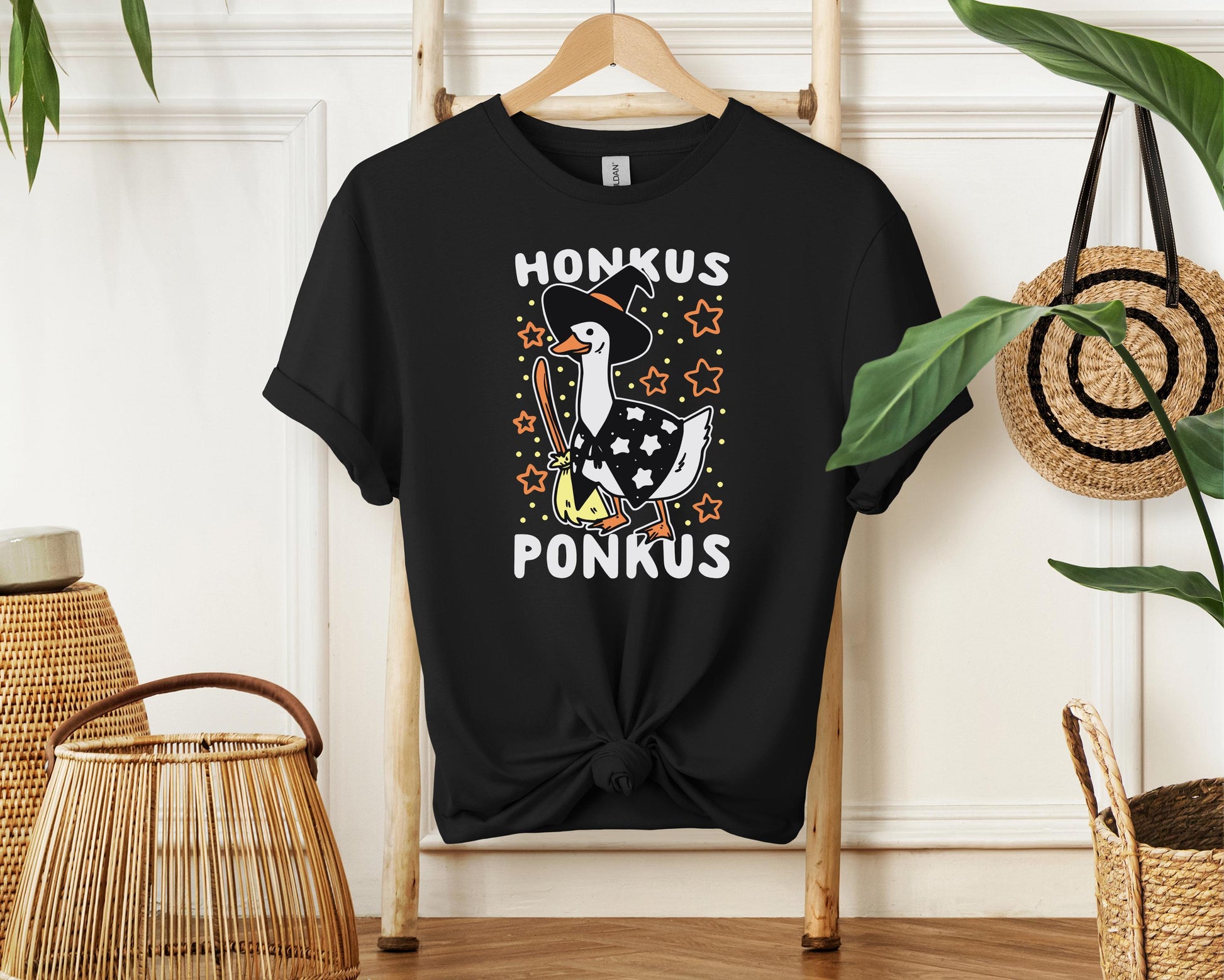 Honkus Ponkus Shirt | Funny Halloween Goose Tee | Spooky Honk Graphic T-Shirt | Witchy Humor Halloween Top