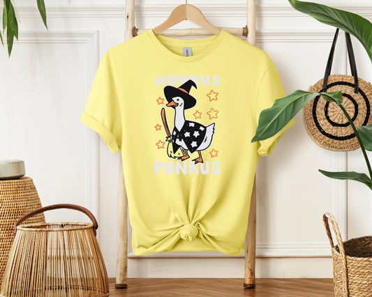 Honkus Ponkus Shirt | Funny Halloween Goose Tee | Spooky Honk Graphic T-Shirt | Witchy Humor Halloween Top